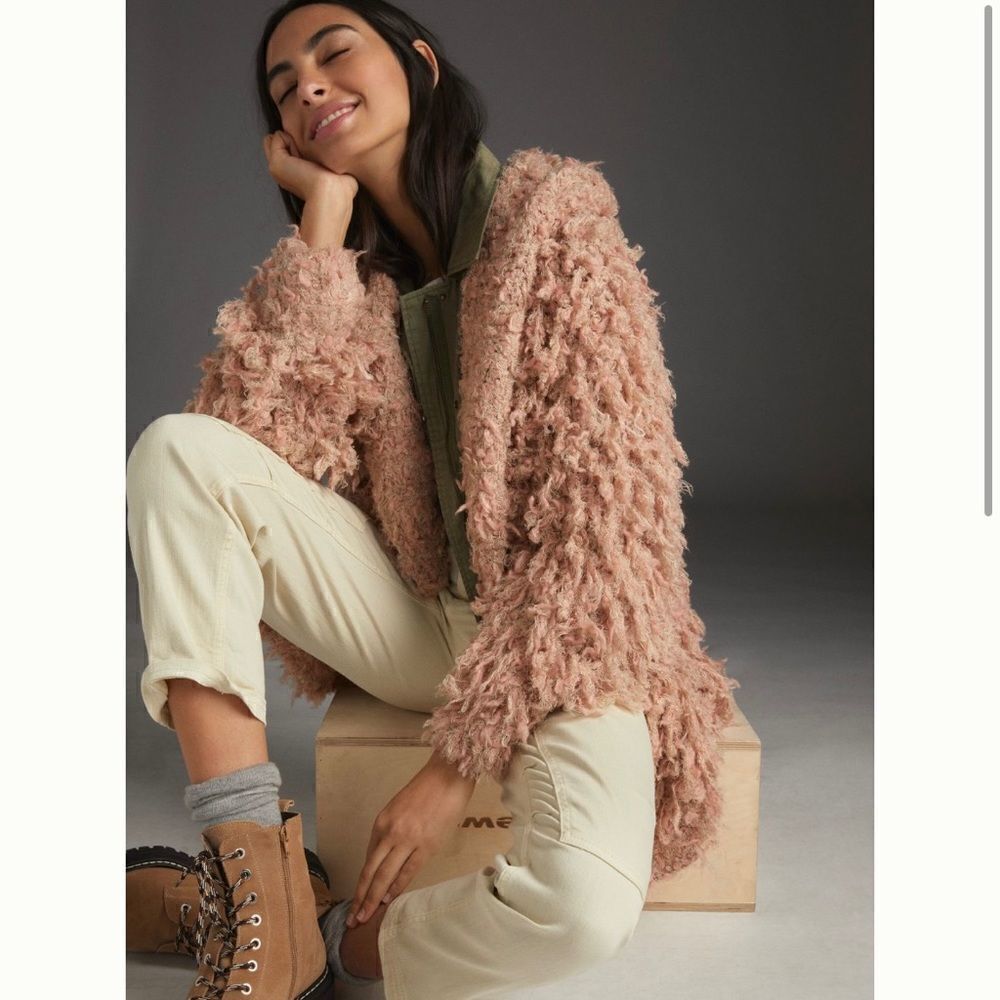 Pilcro Isla Looped Faux Fur Cardigan | Anthropologie